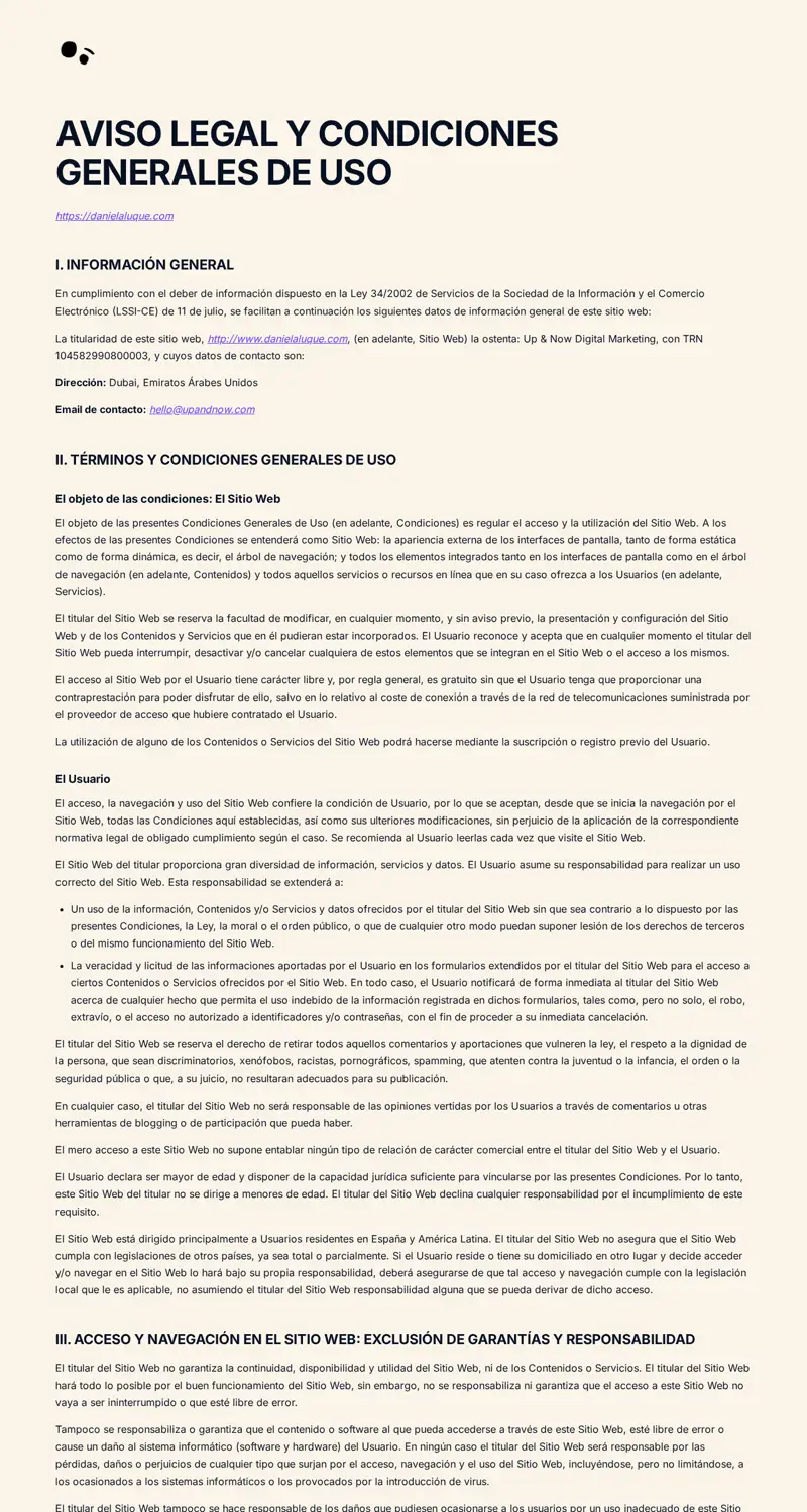 Aviso Legal y Condiciones Generales de Uso
